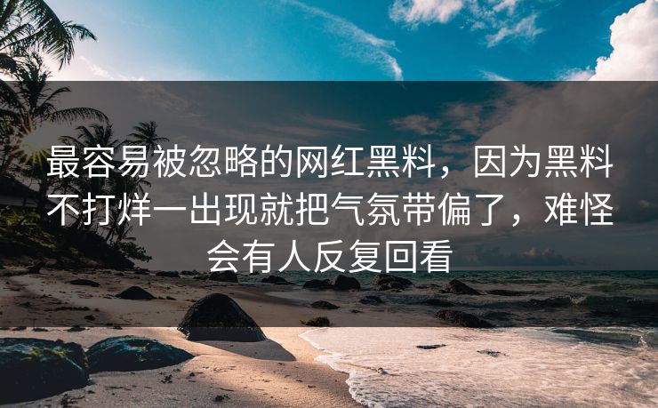 最容易被忽略的网红黑料，因为黑料不打烊一出现就把气氛带偏了，难怪会有人反复回看