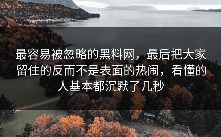 最容易被忽略的黑料网,最后把大家留住的反而不是表面的热闹,看懂的人基本都沉默了几秒 最容易被忽略的黑料网,最后把大家留住的反而不是表面的热闹,看懂的人基本都沉默了几秒