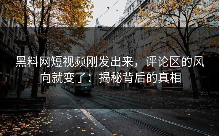 黑料网短视频刚发出来，评论区的风向就变了：揭秘背后的真相