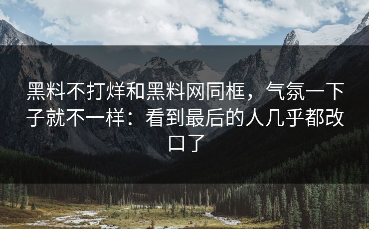 黑料不打烊和黑料网同框，气氛一下子就不一样：看到最后的人几乎都改口了